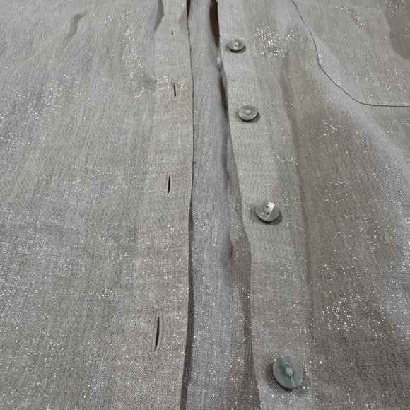 Chico's Cream Notched Collar Button Down Shirt - Picture 11 of 11